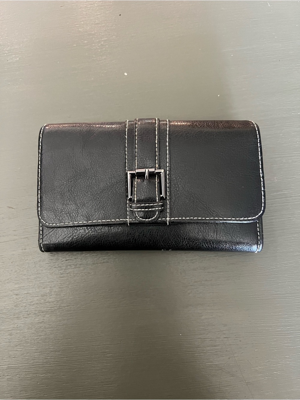 Women's Black Buckle-Accent Wallet
